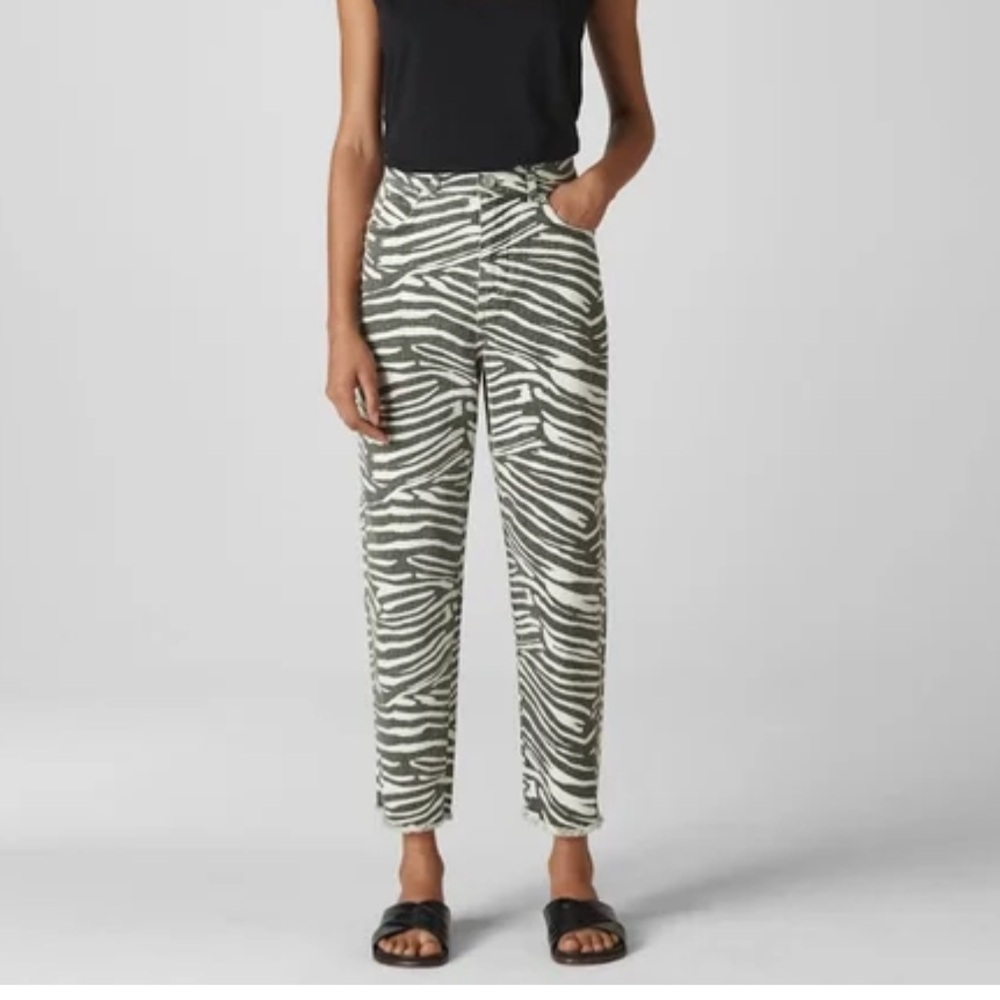 Whistles - Zebra Print - High Waist Barrel Jean - Size 30